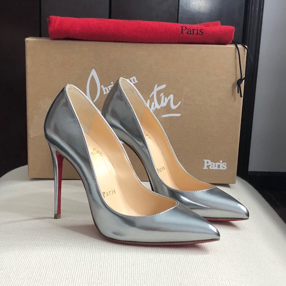 Christian Louboutin Metallic Silver 4 US / 34 EU